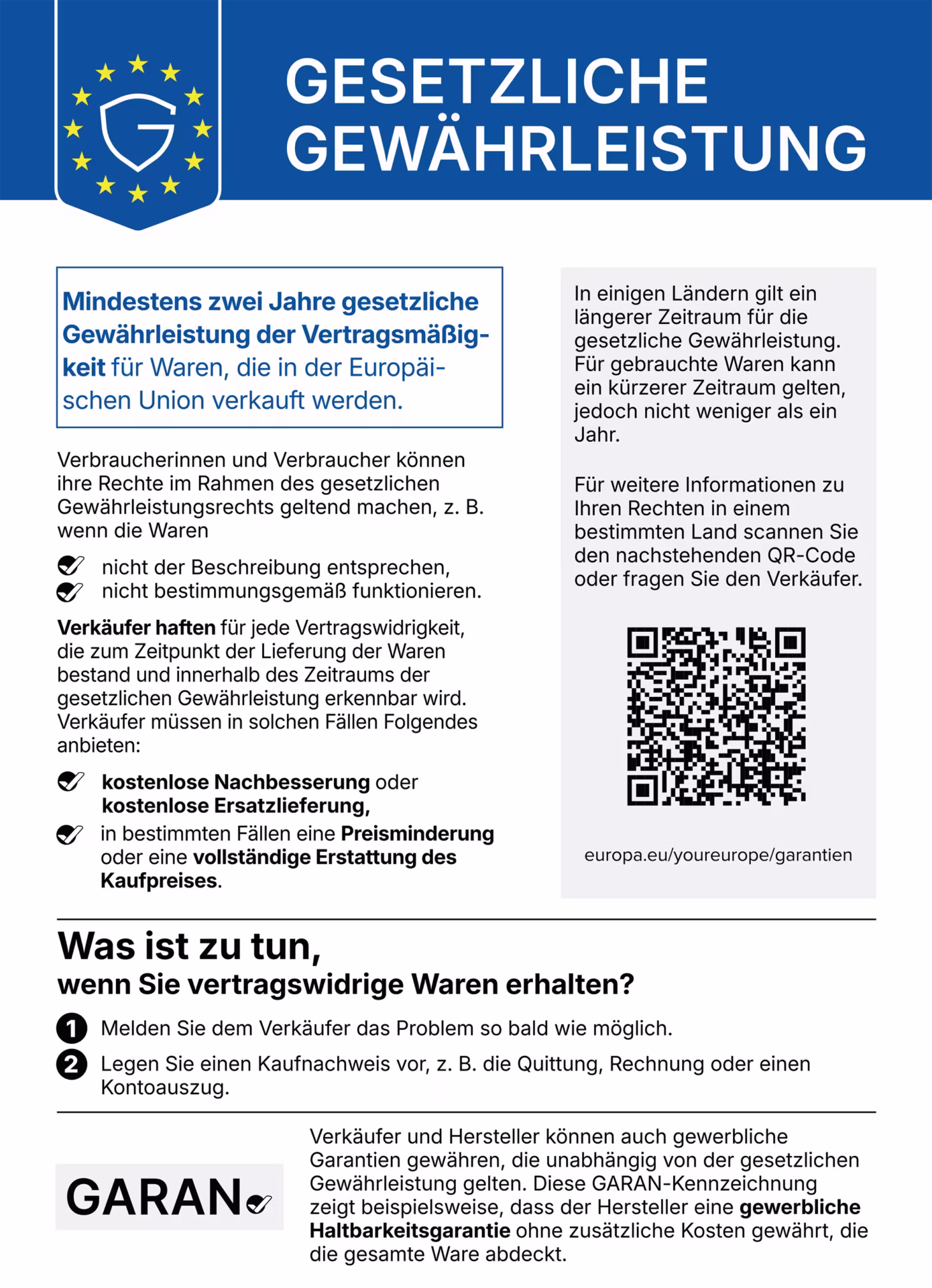 Gesetzliche Gewährleistungspflicht 2026